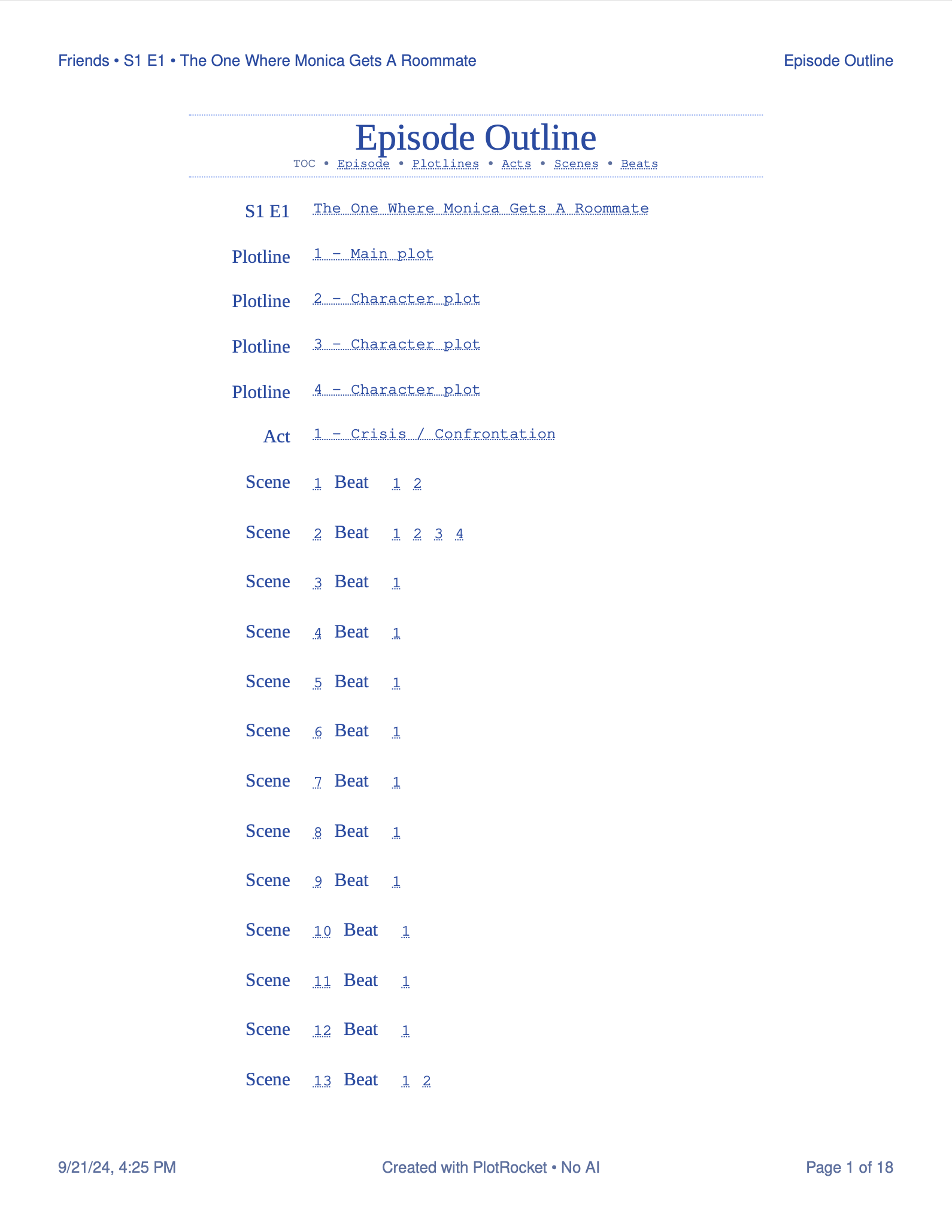 PlotRocket - Episode Outline